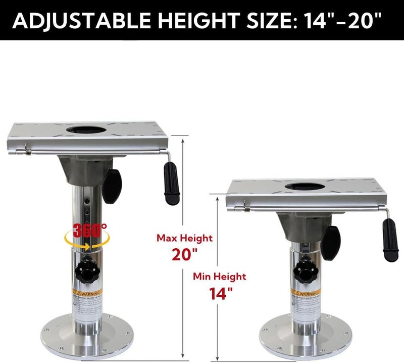 STenkl-D Boat Seat Pedestal, Aluminum Boat Seats and Pedestals with Slide and Swivel, Adjustable Height from 14" to 20", for Locking Boat Seats Captain Chair - Image 3